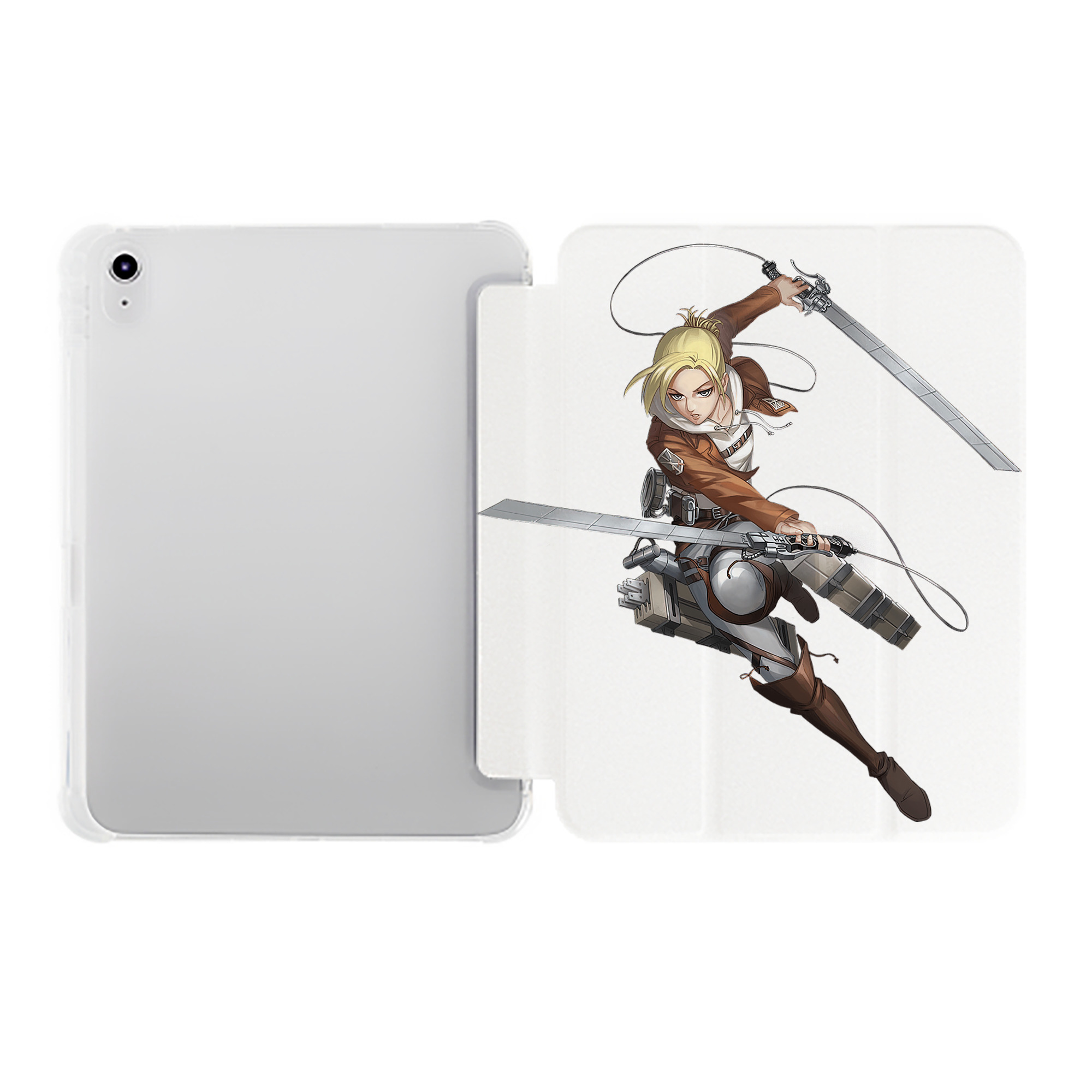 （画像用） 進撃の巨人 アニ・レオンハート Attack on Titan Annie Leonhart IPad ケース ペン収納付き 三つ折りスタンド PUレザー×シリコン 対応機種9.5/10.5/10.9インチ